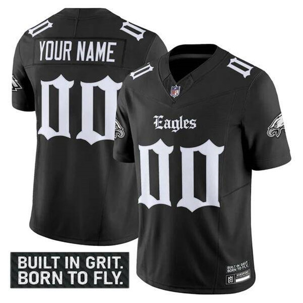 Men's Black Philadelphia Eagles Active Player Custom 2025 F.U.S.E. 'Gothic Philly Edition' Vapor Limited Stitched Football Jersey